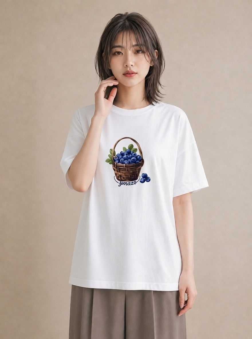 半袖Tシャツ レディース 木の実 植物 ボタニカル イラスト 韓国風 お揃い 親子 白T