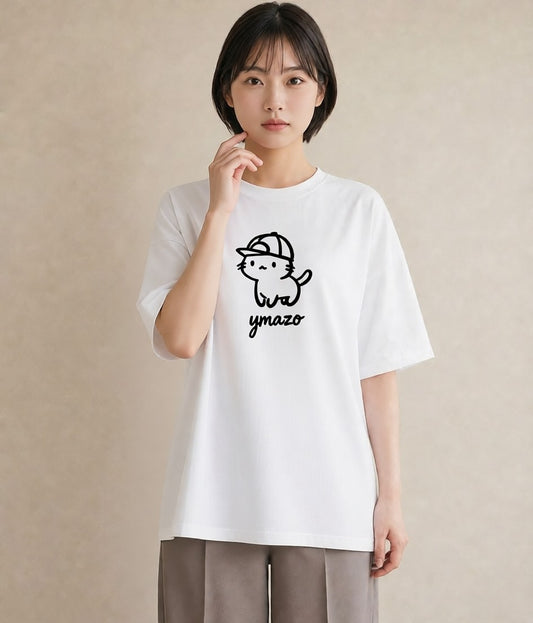 グラフィックTシャツ レディース 猫 ねこ ネコ イラスト ガーリー 女性向けギフト 散歩 白T