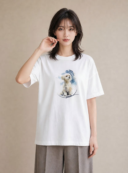 デザインTシャツ レディース 老犬 犬 いぬ イラスト カジュアル 部屋着 女性向けギフト 白T