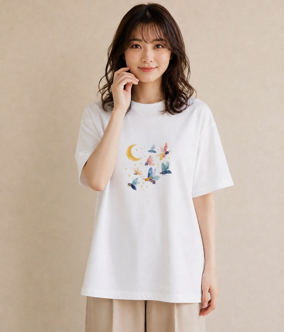 デザインTシャツ レディース みつばち 昆虫 虫 イラスト 旅行コーデ 散歩 お出かけ 白T