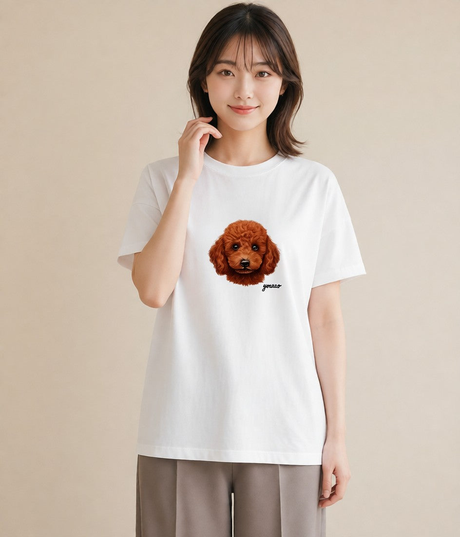 Tシャツ レディース トイプードル プードル 犬 いぬ イラスト ニュアンス 公園 ママ 白T