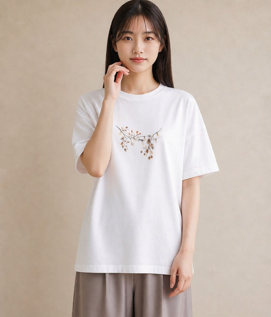デザインTシャツ レディース 洗濯物 風 ナチュラル アンティーク イラスト 上品 誕生日プレゼント 綿100 白T