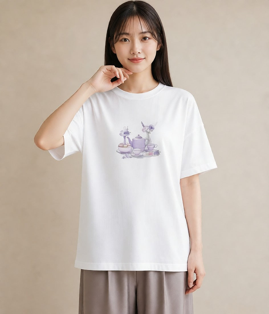 デザインTシャツ レディース 紅茶 食べ物 フード イラスト 手描き風 母娘コーデ 自分用 白T