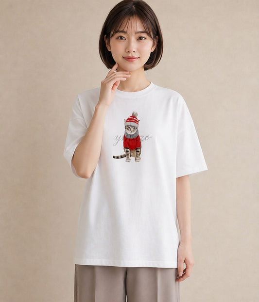 半袖Tシャツ レディース アメリカンショートヘア 猫 ねこ イラスト きれいめカジュアル 女性 旅行用 白T