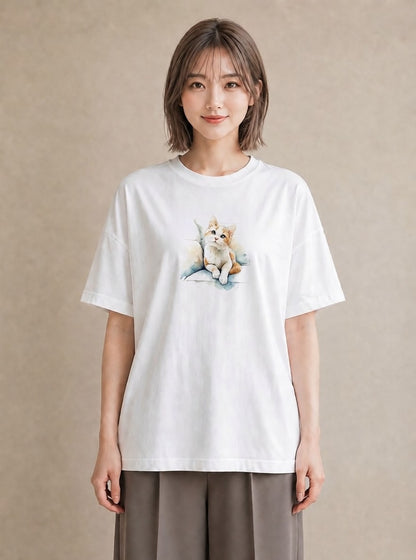 プリントTシャツ レディース 猫の手 猫 ねこ イラスト ナチュラル ママ カフェ服 白T