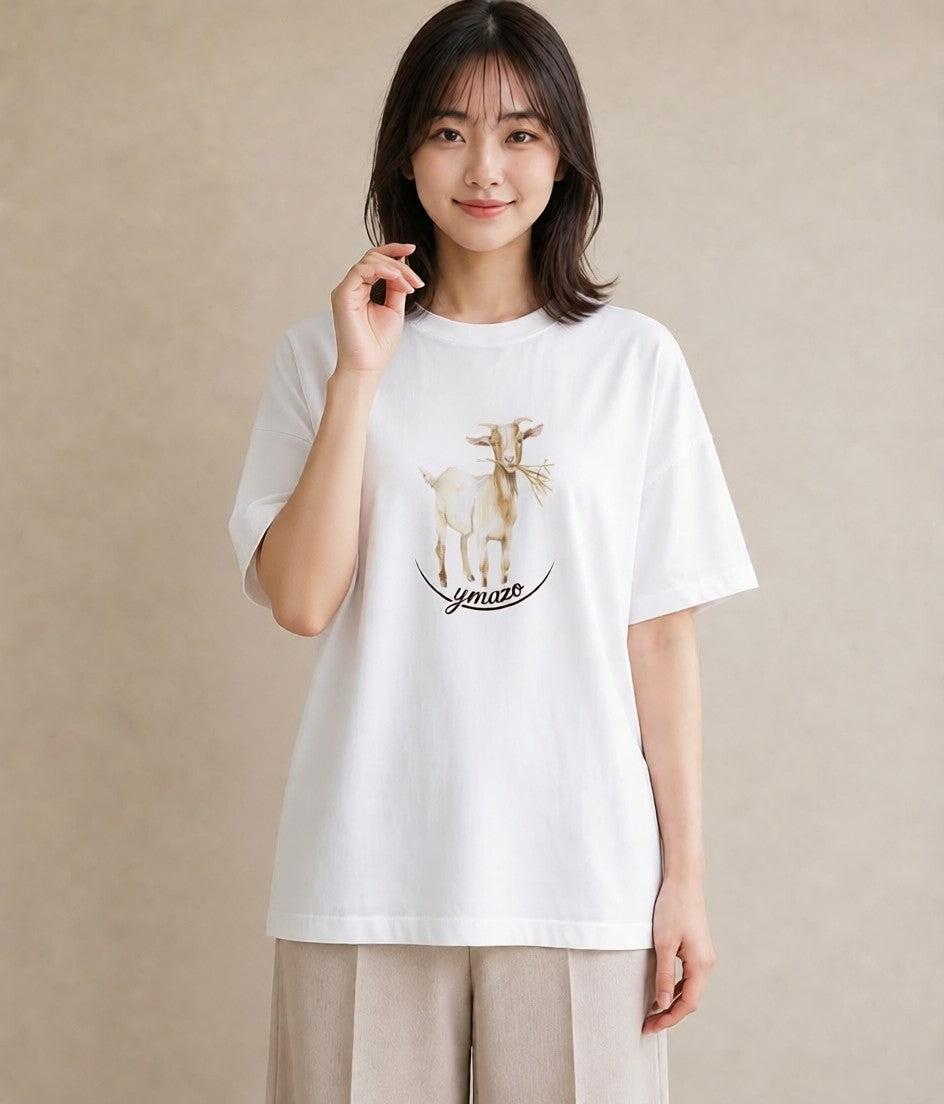 プリントTシャツ レディース 山羊座 星空 宇宙 イラスト ヴィンテージ風 女子会 お揃い 白T