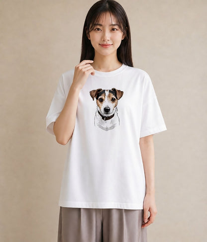 デザインTシャツ レディース ジャックラッセルテリア 犬 いぬ イラスト 手描き風 女性 旅行用 白T