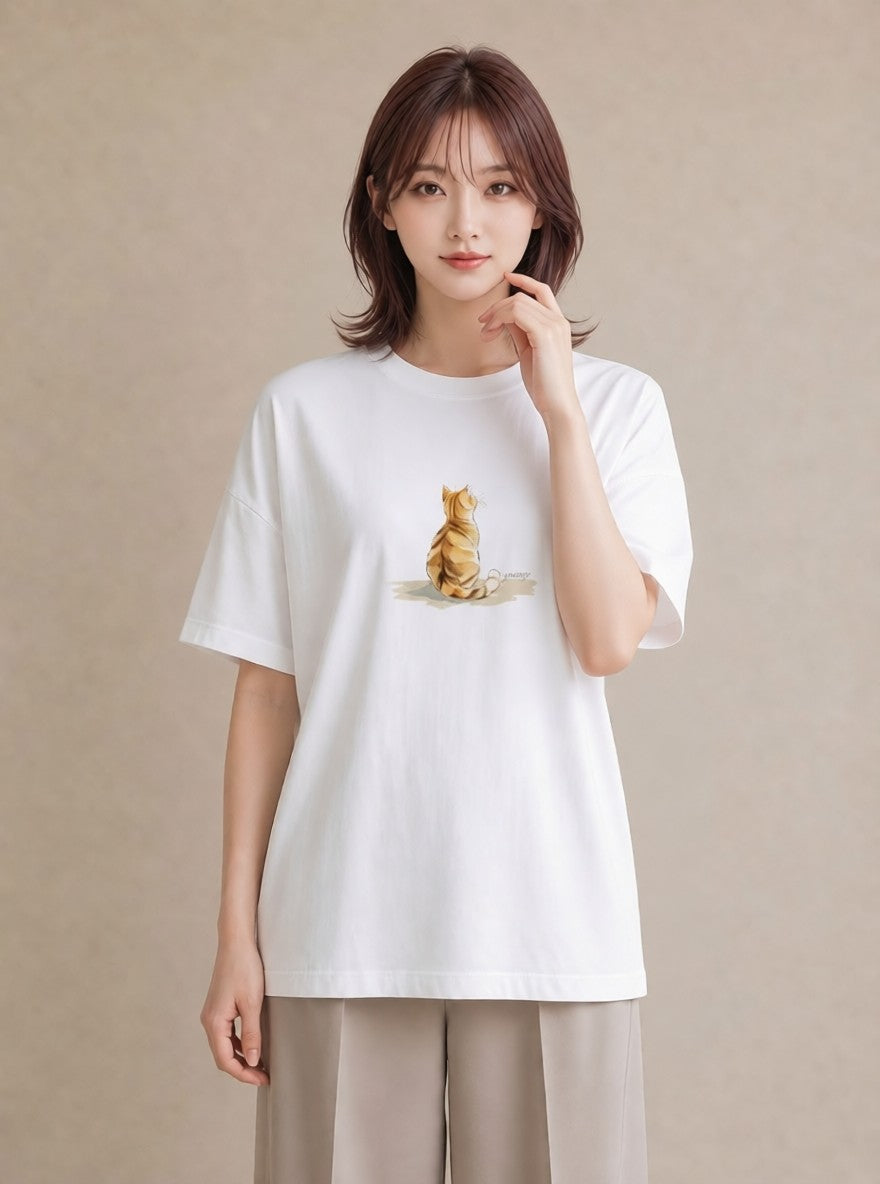 プリントTシャツ レディース 子猫 猫 ねこ イラスト カフェコーデ 友達ギフト 部屋着 白T