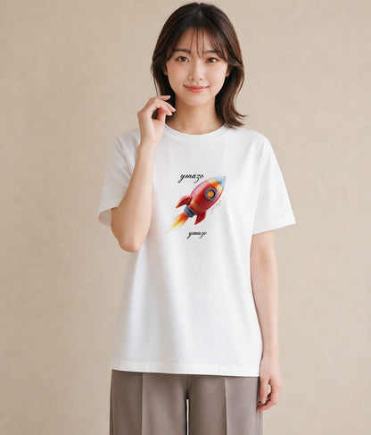 Tシャツ レディース ロケット 星空 宇宙 イラスト シック 公園 ママ 白T