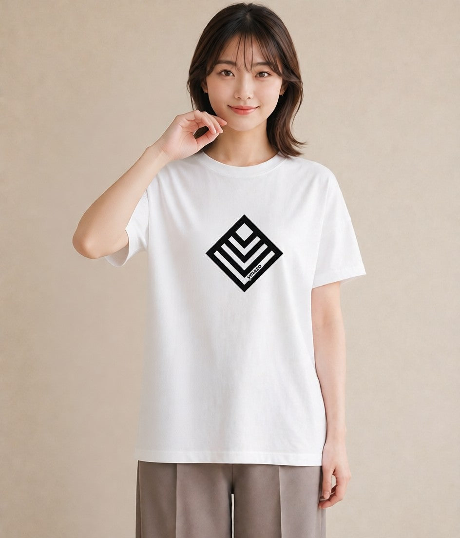 半袖Tシャツ レディース 手鏡 アンティーク レトロ ナチュラル イラスト 休日コーデ 送別ギフト 通勤 白T