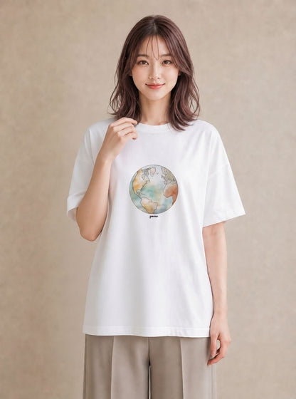 グラフィックTシャツ レディース 土星 星空 宇宙 イラスト ユニーク ホワイトデー 春服 白T