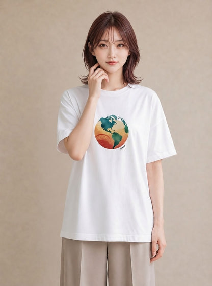グラフィックTシャツ レディース 地球 星空 宇宙 イラスト きれいめ おしゃれギフト 社会人 白T