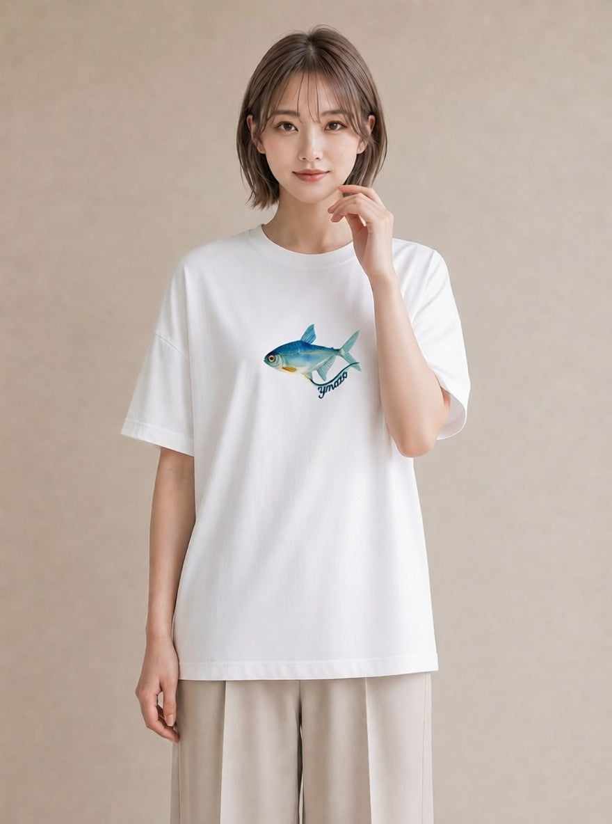 プリントTシャツ レディース 金魚 ペット 動物 イラスト ポップ 旅行用 海 白T