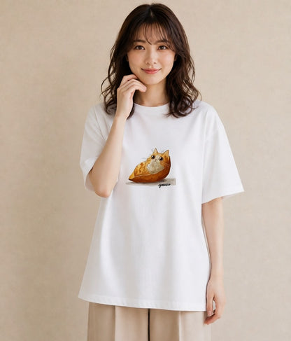 デザインTシャツ レディース 茶トラ 茶猫 猫 ねこ イラスト フェミニン 女子会 お揃い 白T