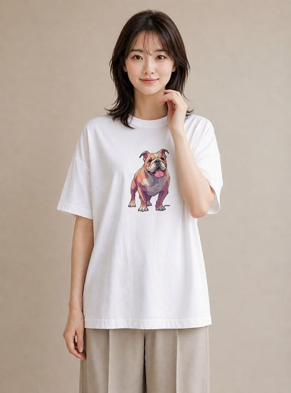 半袖Tシャツ レディース 老犬 犬 いぬ イラスト 母の日 ビーチ 白T