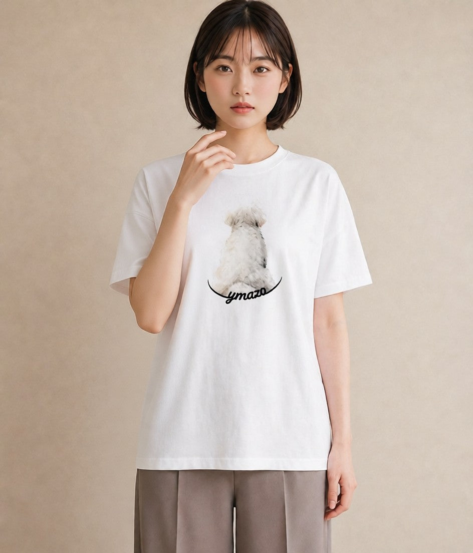 Tシャツ レディース トイプードル プードル 犬 いぬ イラスト シンプル 公園 ママ 白T