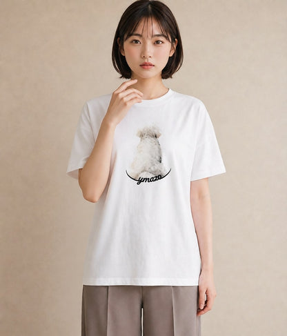 Tシャツ レディース トイプードル プードル 犬 いぬ イラスト シンプル 公園 ママ 白T