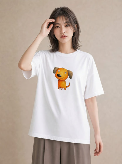Tシャツ レディース わんちゃん 犬 いぬ イラスト ガーリー 親子 20代 白T