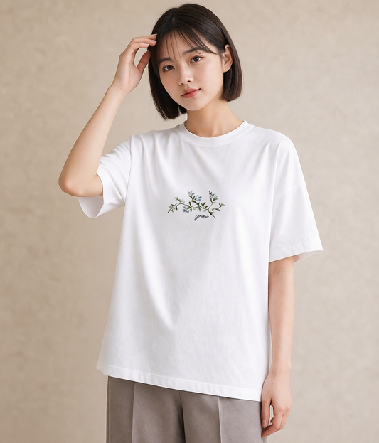 プリントTシャツ レディース 金木犀 花 花柄 イラスト 綿100 デート 白T