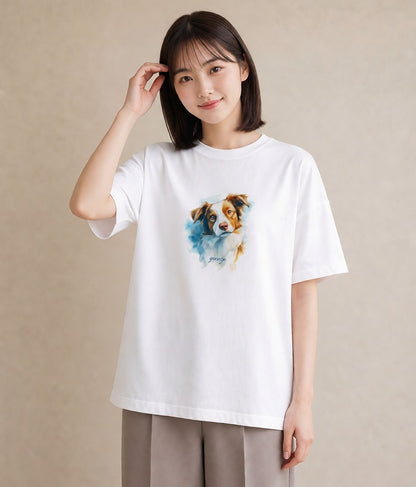 Tシャツ レディース ミックス犬 犬 いぬ イラスト 淡色 20代 カジュアルコーデ 白T
