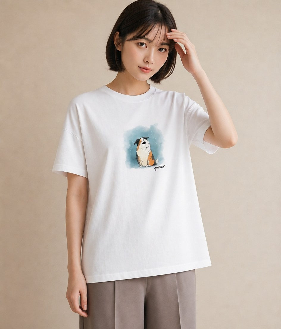 Tシャツ レディース わんこ 犬 いぬ イラスト 旅行コーデ 部屋着 女性向けギフト 白T