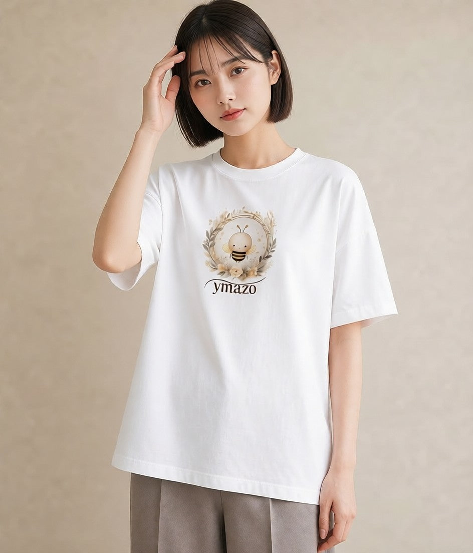 デザインTシャツ レディース みつばち 昆虫 虫 イラスト 上品 女子会 お揃い 白T