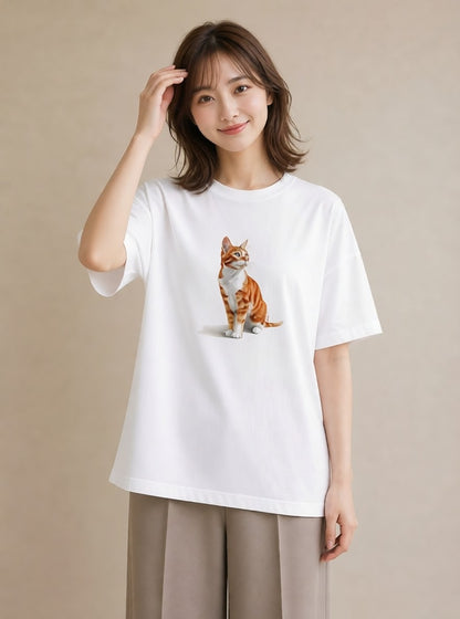 プリントTシャツ レディース 愛猫 猫 ねこ イラスト 手描き風 社会人 女性 白T
