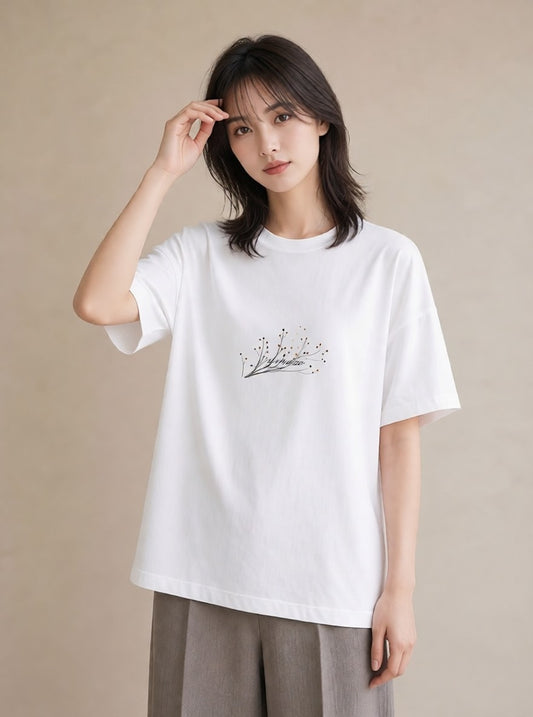 Tシャツ レディース さくら 桜 桜の枝 イラスト モード 自分用 ルームウェア 白T