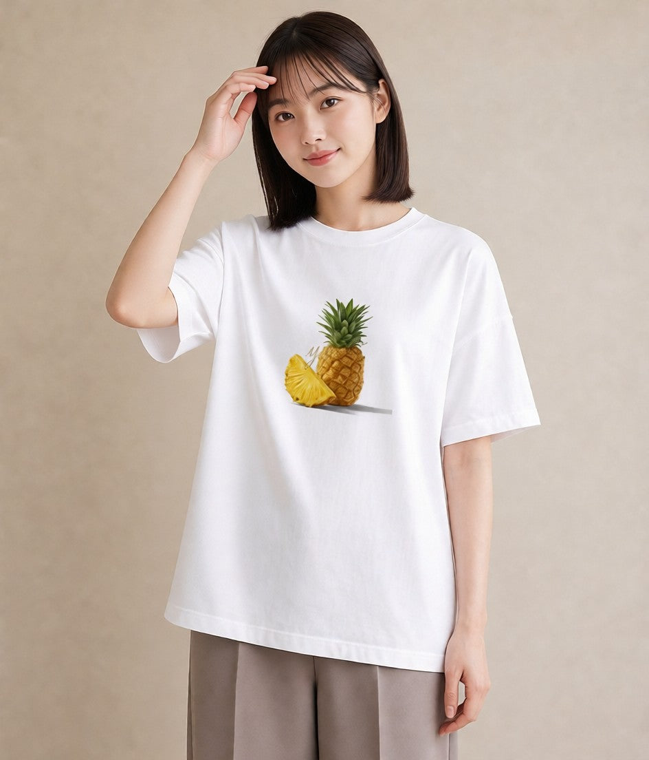 Tシャツ レディース パイナップル 食べ物 フード イラスト ガーリー 母娘コーデ 自分用 白T
