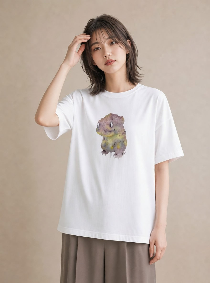 Tシャツ レディース ウーパールーパー ペット 動物 イラスト きれいめカジュアル カフェ服 クリスマス 白T