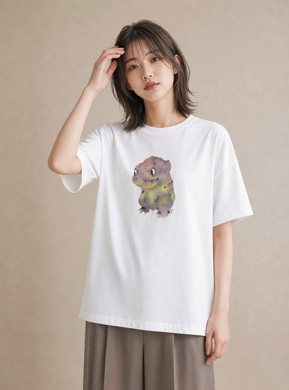 Tシャツ レディース ウーパールーパー ペット 動物 イラスト きれいめカジュアル カフェ服 クリスマス 白T