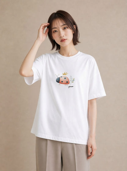 デザインTシャツ レディース てんとう虫 昆虫 虫 イラスト 休日コーデ 姉妹 送別ギフト 白T