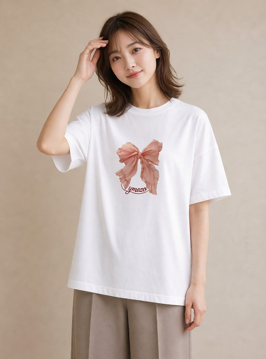 グラフィックTシャツ レディース レースハンカチ レース ハンカチ ナチュラル アンティーク イラスト ユニーク 女性向けギフト 散歩 白T