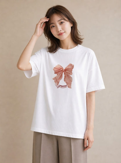 グラフィックTシャツ レディース レースハンカチ レース ハンカチ ナチュラル アンティーク イラスト ユニーク 女性向けギフト 散歩 白T