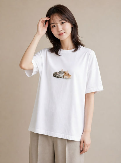 半袖Tシャツ レディース 肉球 猫 ねこ イラスト ゆるコーデ クリスマス 旅行 白T