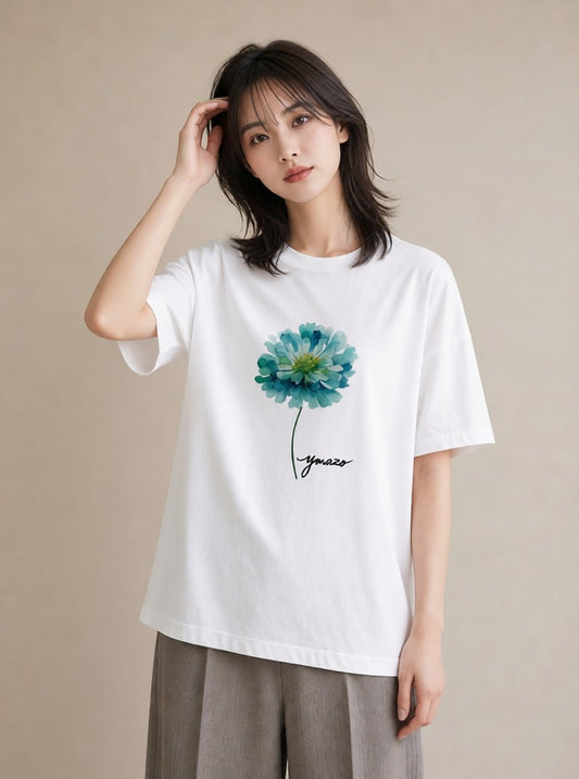 デザインTシャツ レディース カーネーション 花 花柄 イラスト 韓国風 綿100 デート 白T