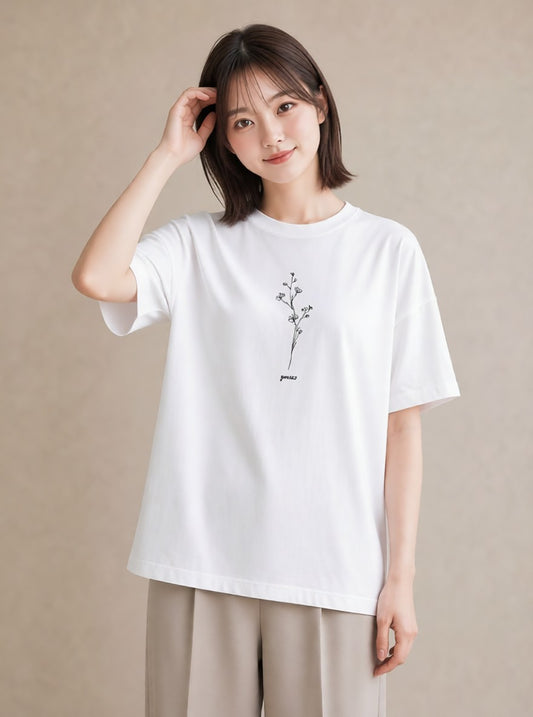 プリントTシャツ レディース 観葉植物 ボタニカル 植物 イラスト きれいめ 女子会 お揃い 白T