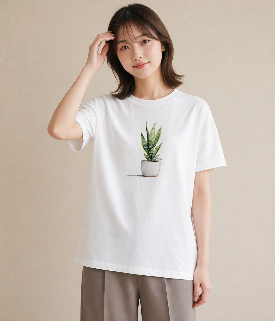 デザインTシャツ レディース 観葉植物 植物 ボタニカル イラスト ナチュラル 敬老の日 ホワイトデー 白T