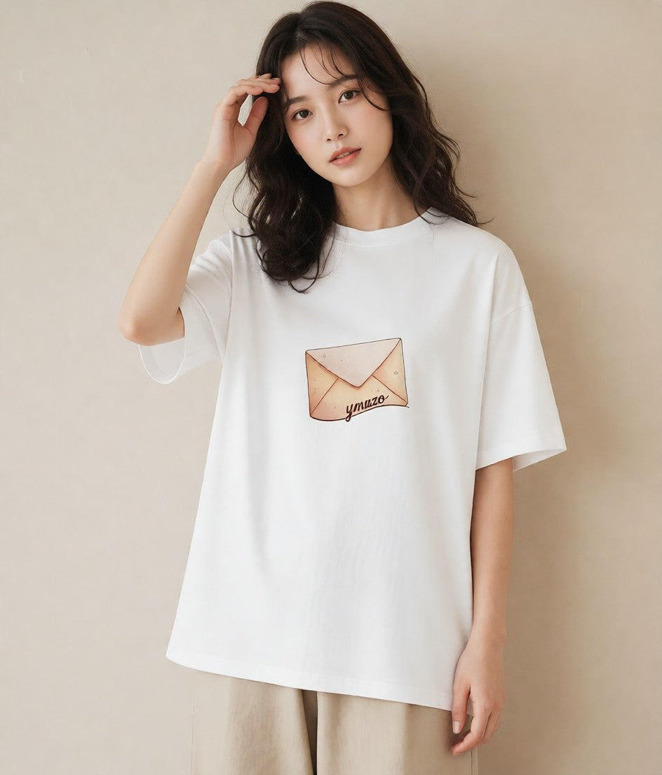 半袖Tシャツ レディース 封蝋 手紙 アンティーク ナチュラル イラスト フェミニン 女性向けギフト 散歩 白T