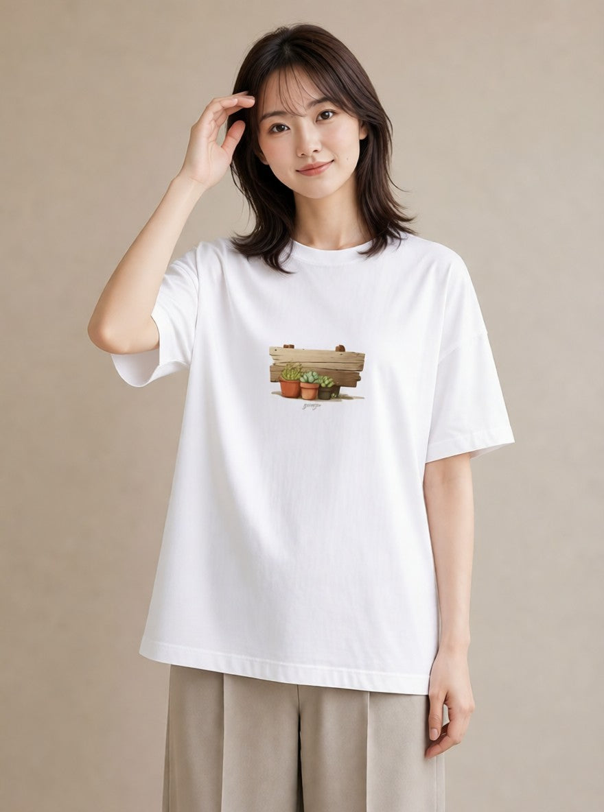 プリントTシャツ レディース 夕暮れ バルコニー 夕焼け ナチュラル アンティーク イラスト 可愛い 夏コーデ 通学 白T