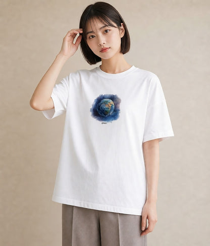 Tシャツ レディース 宇宙 星空 イラスト ユニーク レイヤード 友達ギフト 白T