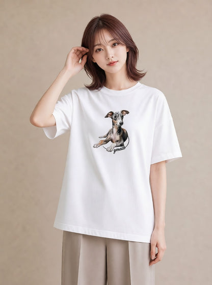半袖Tシャツ レディース 愛犬 犬 いぬ イラスト ニュアンス 女性向けギフト 散歩 白T