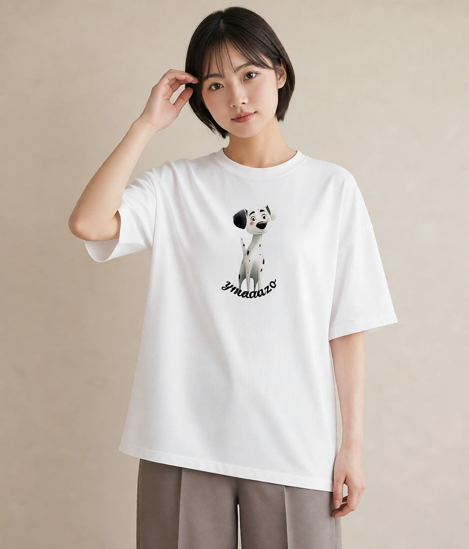 デザインTシャツ レディース 子犬 犬 いぬ イラスト 北欧風 レイヤード 友達ギフト 白T