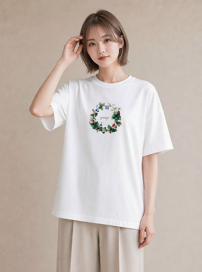 デザインTシャツ レディース 木の実 植物 ボタニカル イラスト 普段使い お出かけ 普段着 白T