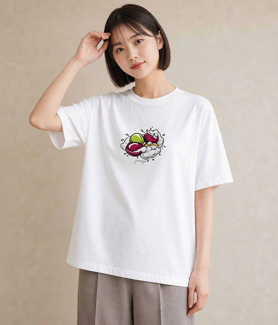 グラフィックTシャツ レディース だんご 食べ物 フード イラスト 線画 クリスマス 旅行 白T