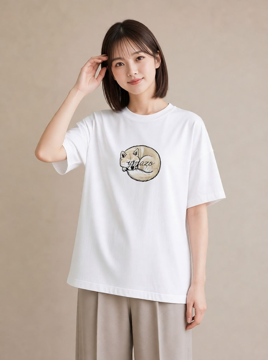 半袖Tシャツ レディース 秋田犬 犬 いぬ イラスト お洒落 買い物 夏コーデ 白T