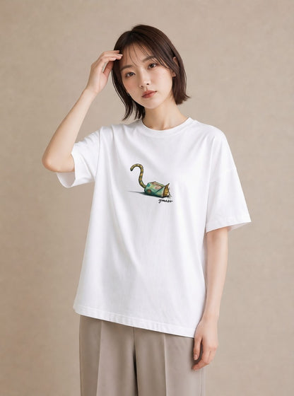 Tシャツ レディース キジトラ 猫 ねこ イラスト ナチュラル 在宅 公園 白T