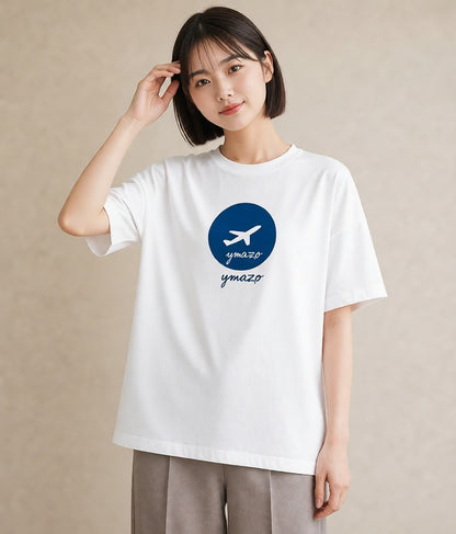 グラフィックTシャツ レディース 旅 トラベル スタンプ イラスト 淡色 社会人 女性 白T