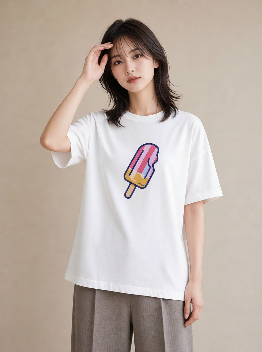 プリントTシャツ レディース アイス 食べ物 フード イラスト きれいめ ギフト 母の日 白T