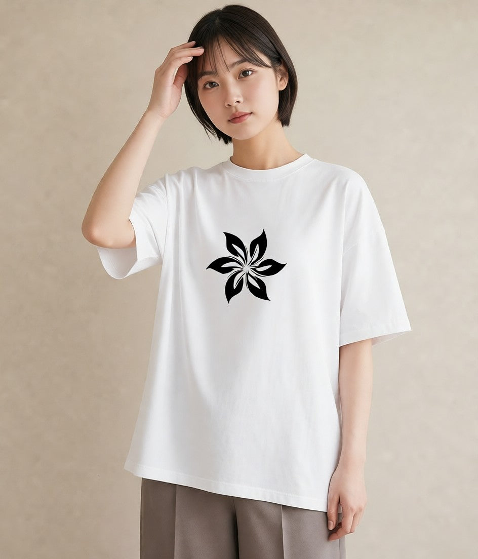 グラフィックTシャツ レディース 扇子 そよ風 ナチュラル アンティーク イラスト ガーリー 親子 20代 白T
